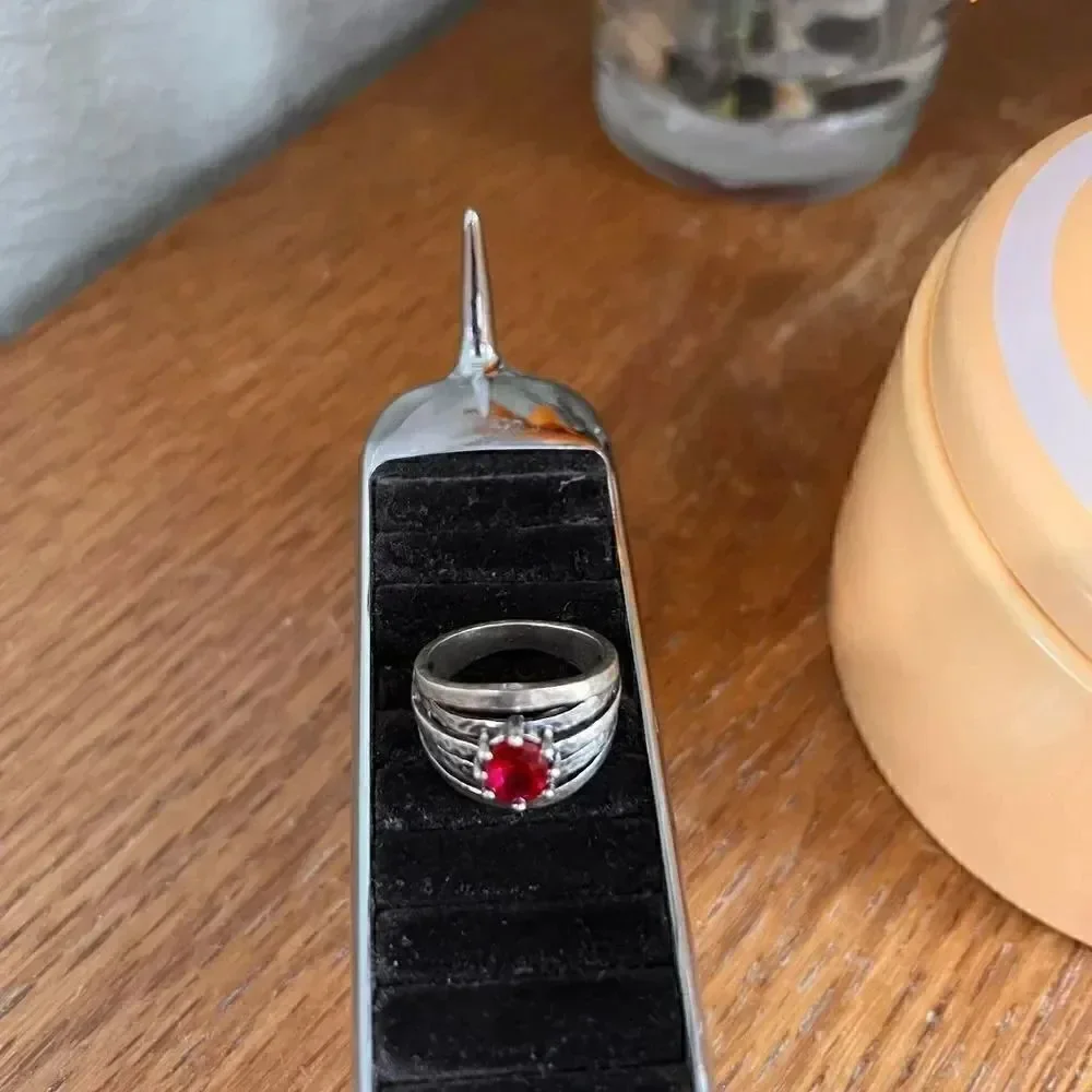 EUC Silver and Red Size 8 Ring